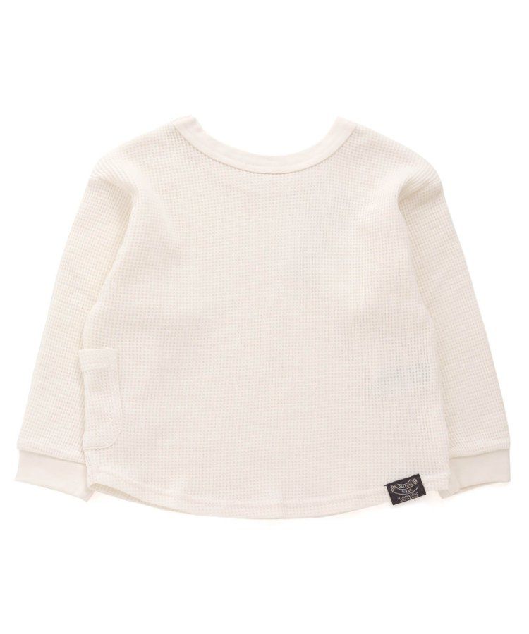 日本 BREEZE - 正反OK！柔軟華夫格長袖上衣-撞色-黃綠灰