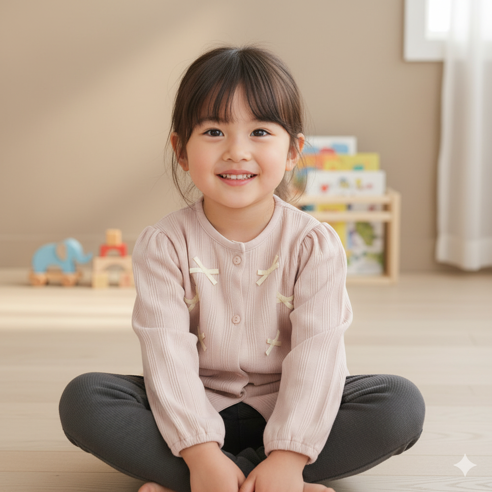 開襟外套-羅紋抽針針織布-粉紅色