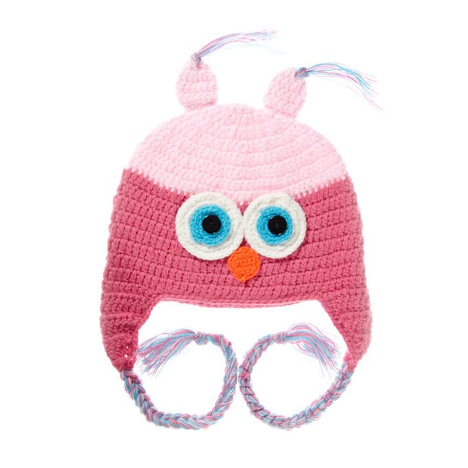 美國 juDanzy - 毛線帽-粉桃紅貓頭鷹