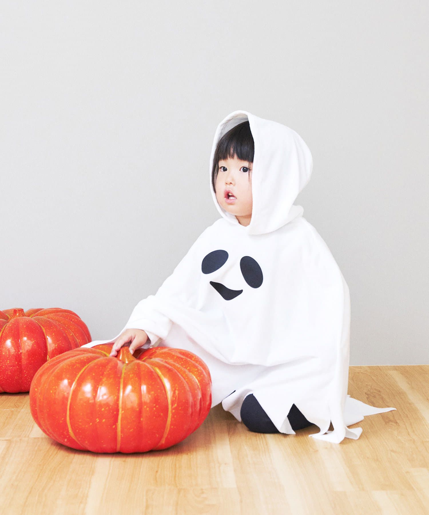 日本代購 - [限時搶購] 萬聖節連帽斗篷-幽靈-白 (90-100cm)