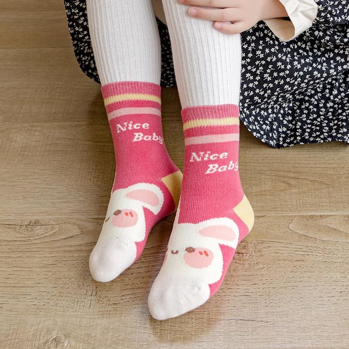 腳ㄚ子 - 幼/兒童棉質中筒襪 童襪 襪子 棉襪 兒童襪-奶油小兔