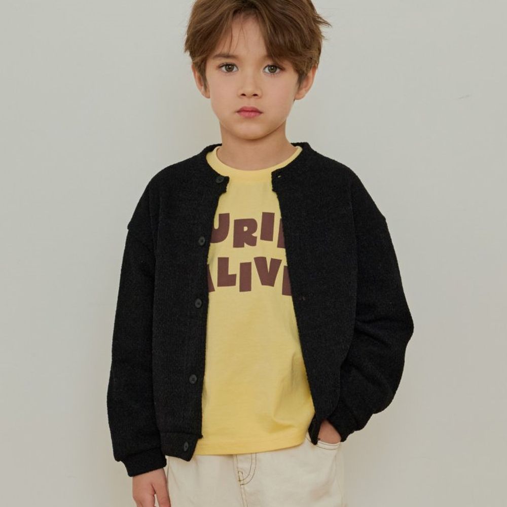 ERINJ 質感細緻羅紋針織排扣外套-黑