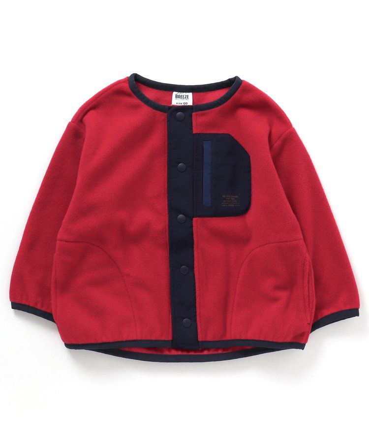 日本 BREEZE - 古著撞色輕質短毛外套-米白x軍綠