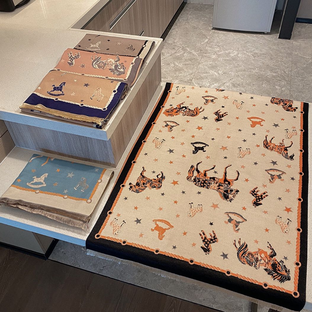 雙面提花童心必備馬格圍巾披肩-湖水藍與黃-成人圍巾披肩-湖水藍與黃-180 x 65 cm