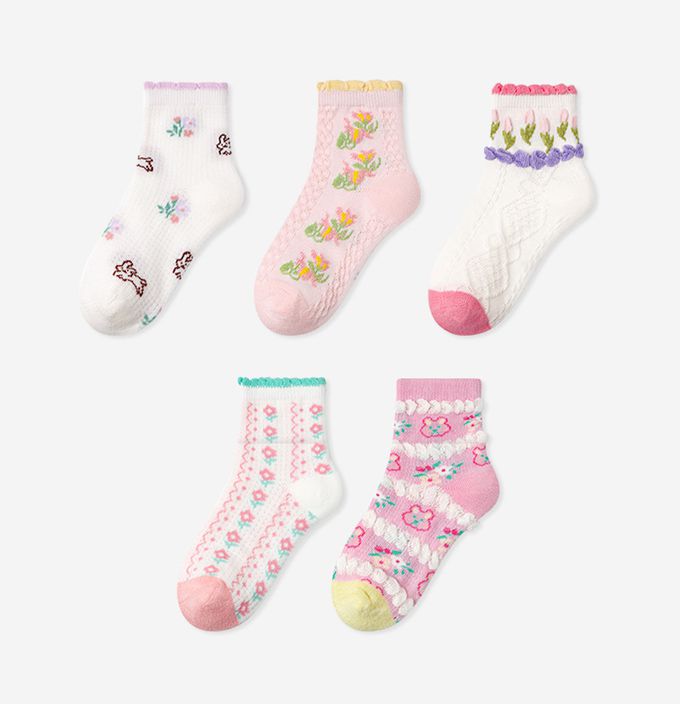 花園跳跳兔兔網眼短筒棉襪