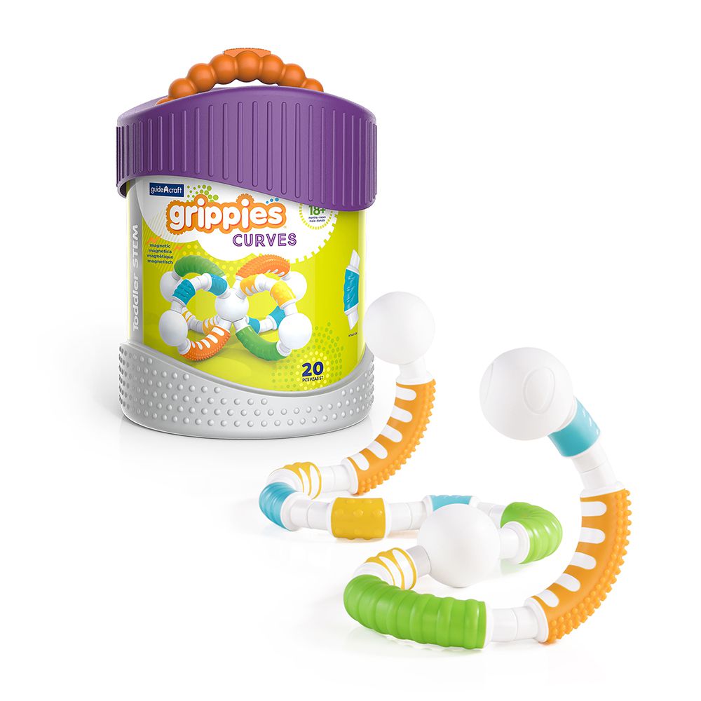 美國 guidecraft - 觸覺磁力彎彎積木-20件