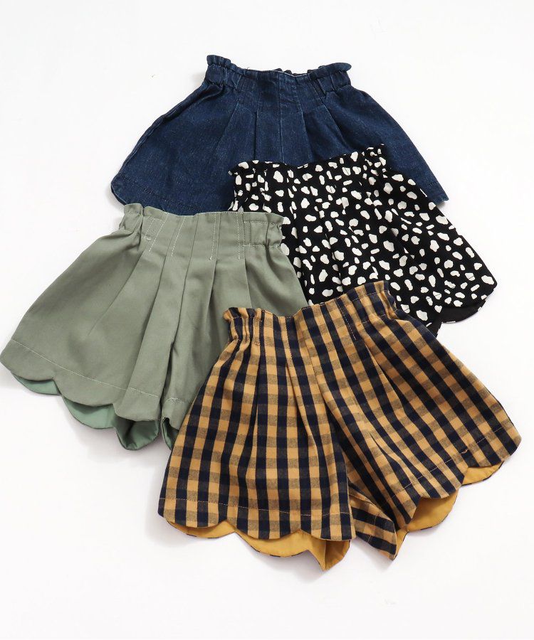 日本 BREEZE - 俏麗扇形邊鬆緊短褲-斑點-黑