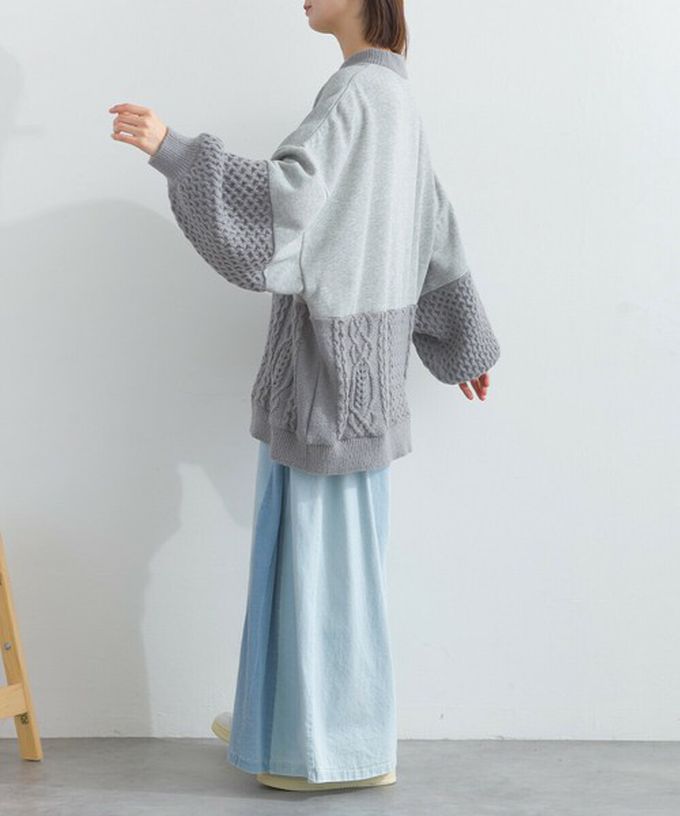 日本 Lupilien - 鬥牛犬印花粗針織拼接裏毛長袖上衣-酒紅