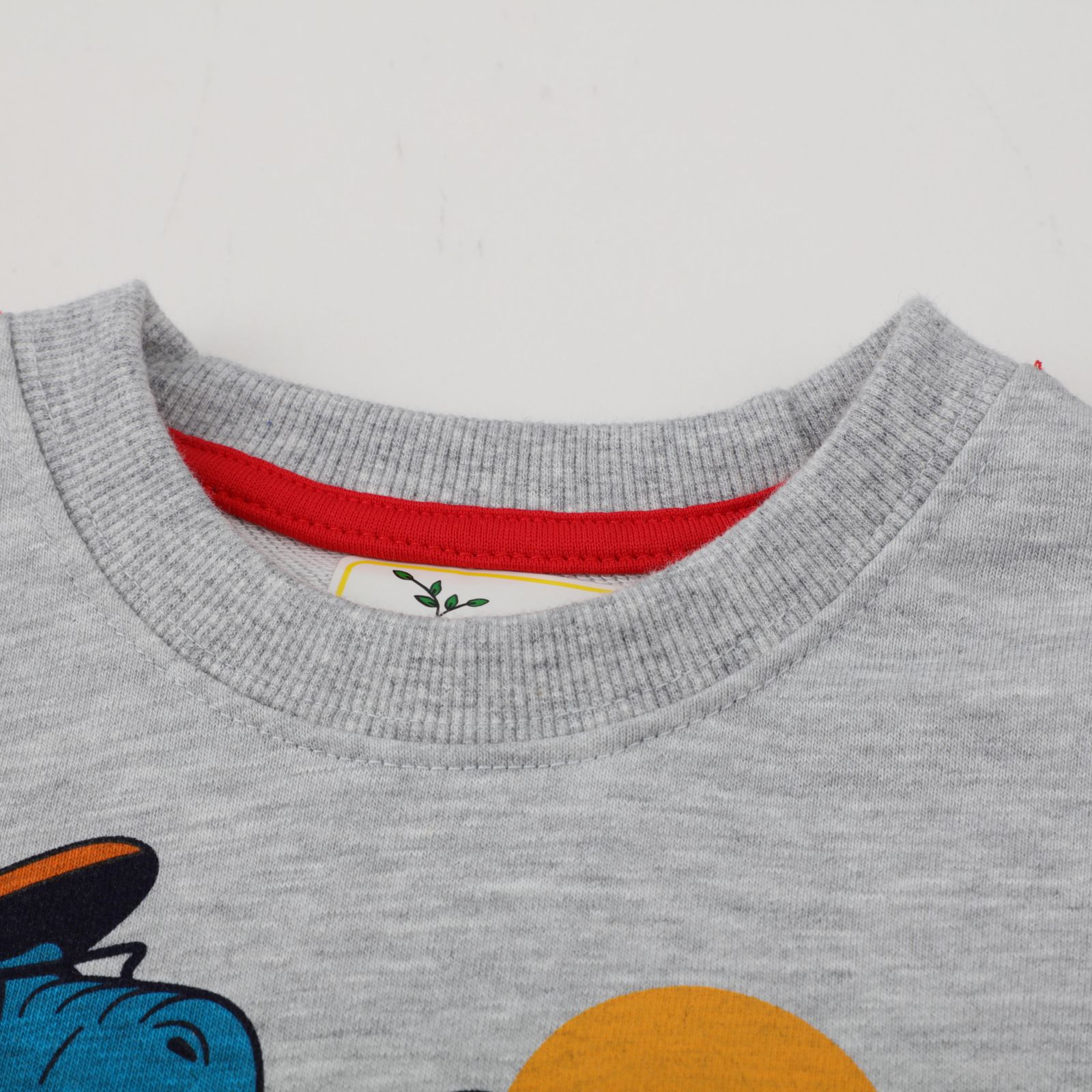 Jumping meters - 圓領棉質長袖上衣/大學T-登山暴龍-灰色