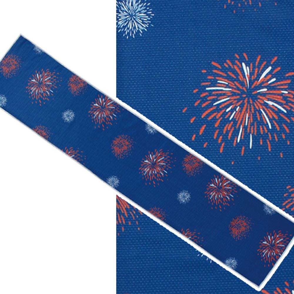 日本丸和 - 和柄小江戶水涼感巾(附收納袋)-煙花-深藍 (20x100cm)