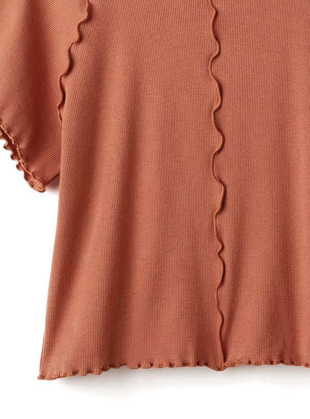 日本 GRL - 微立領木耳邊短袖上衣-橘