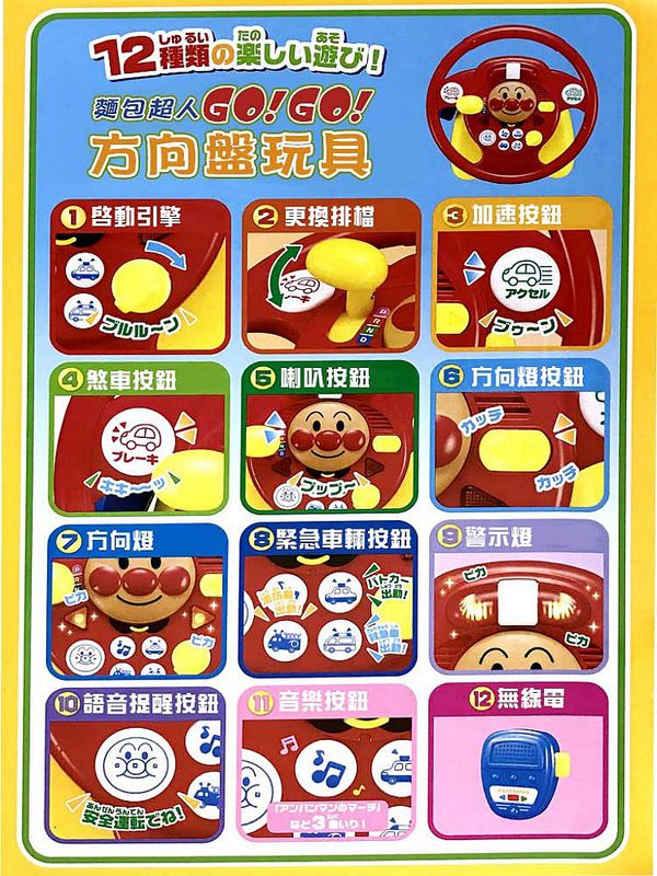 Pinocchio - 麵包超人-方向盤玩具