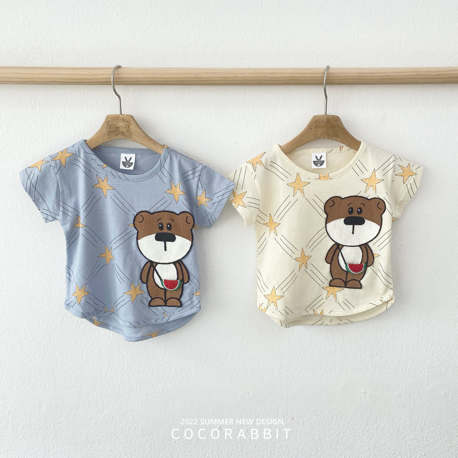 韓國 Coco rabbit - 立體西瓜星空熊熊T-天藍