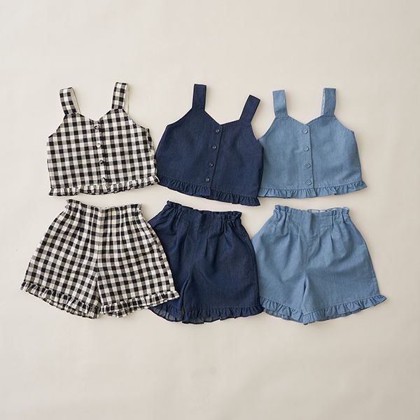 日本 Lycee mine - 甜美又帥氣荷葉短褲套裝-水藍