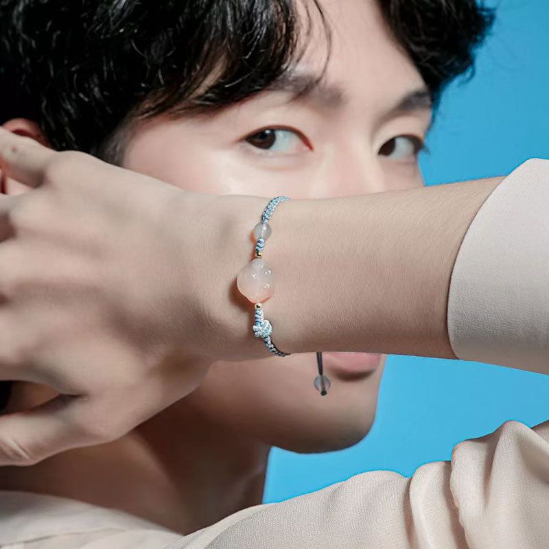 手工編織櫻花瑪瑙手鏈-男款