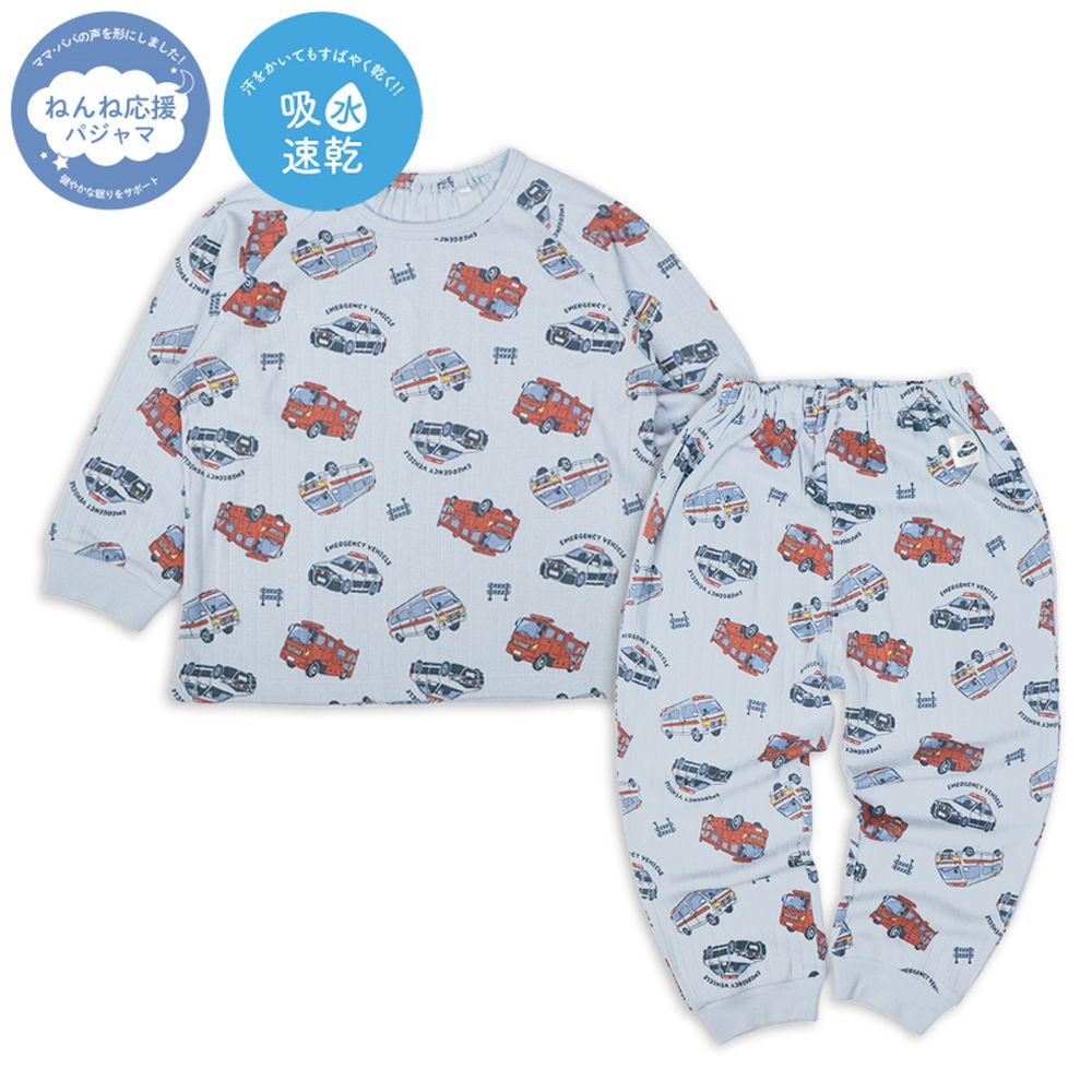幫助睡眠長袖家居服-工程車-淺藍色