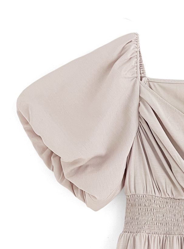 日本 GRL - 浪漫圓舞曲泡泡袖雪紡洋裝-高原綠