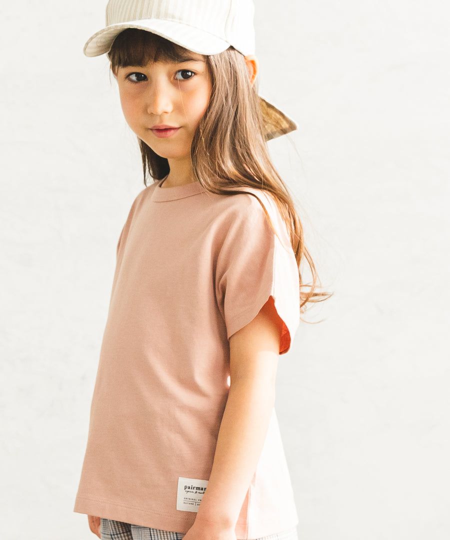 日本 PAIRMANON - 100%柔棉 素面短T(孩子)-粉