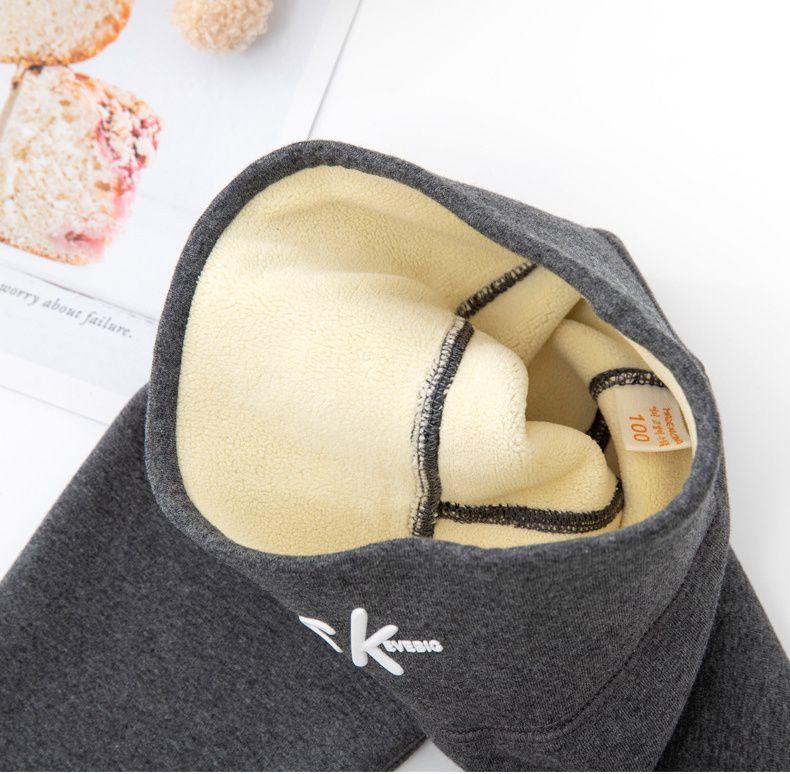 FANMOU - 加厚加絨高腰護肚內搭褲-英文字母SK-黑色