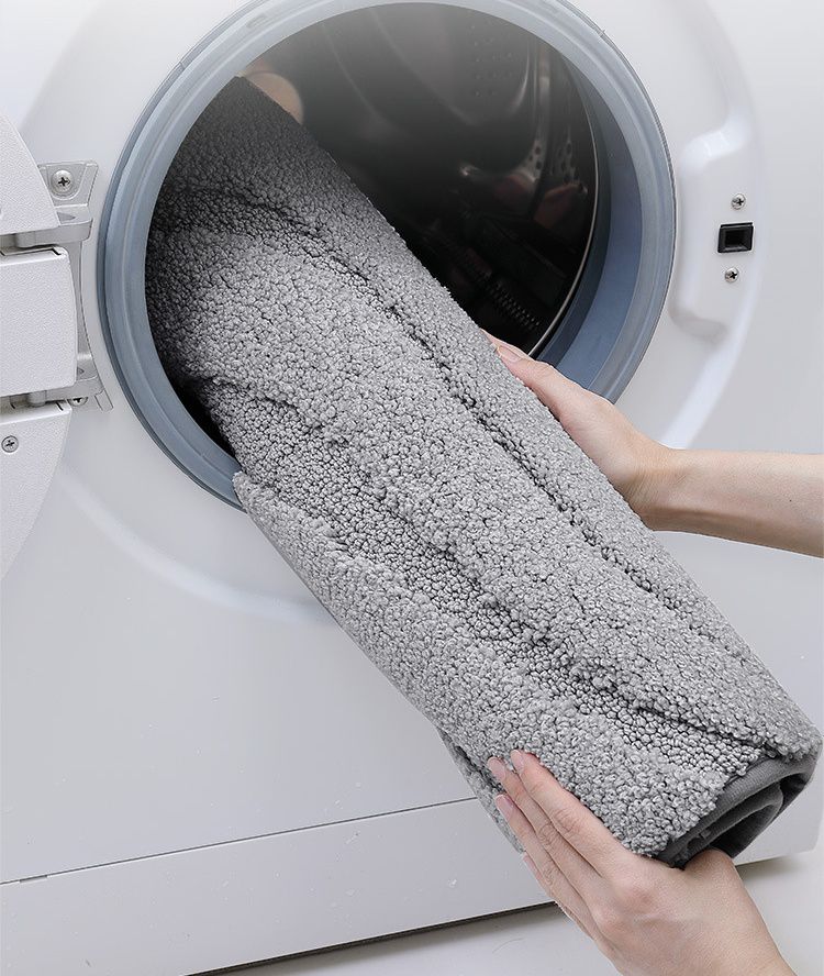 北歐風加厚快速吸水植絨浴室腳踏墊-流水波紋-深藍色