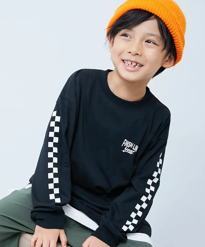 日本 devirock - 100%棉 定番印花寬版長袖上衣-遊戲機-炭黑