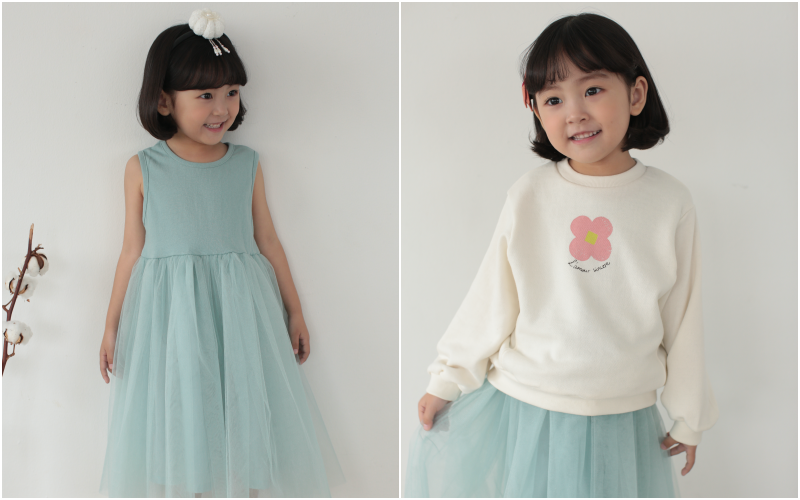 韓國 Dalla - 片片花朵流蘇2件式生活韓服-薄荷綠