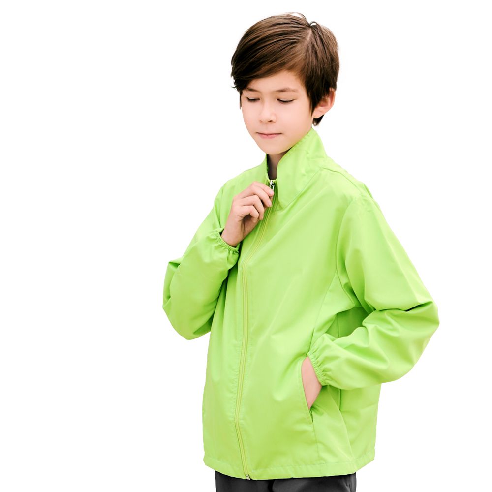 GIAT - 防潑水UPF50+抗UV防風外套-兒童款/立領-綠色