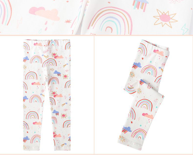 Jumping meters - 可愛繽紛腰鬆緊內搭褲-彩虹世界-白色