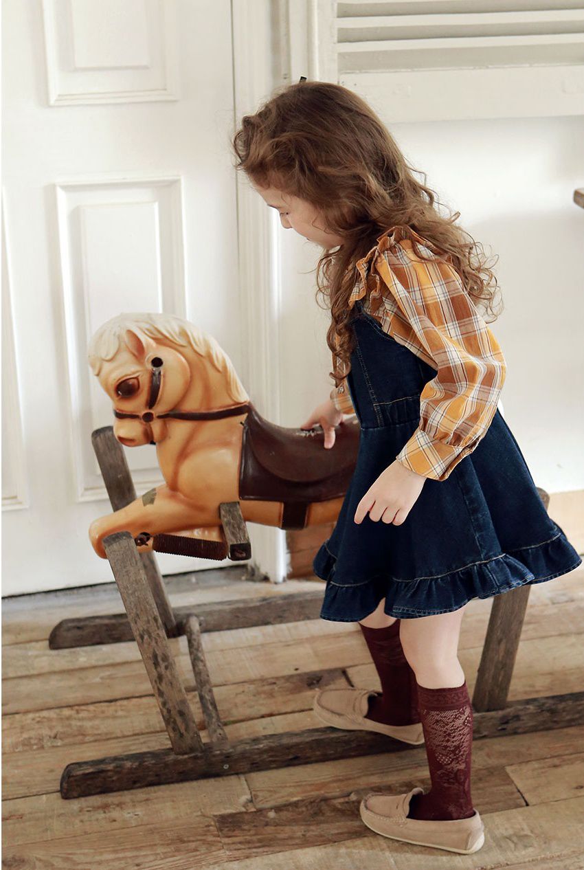 韓國 PuellaFLO - 銅釦牛仔背心裙-深藍