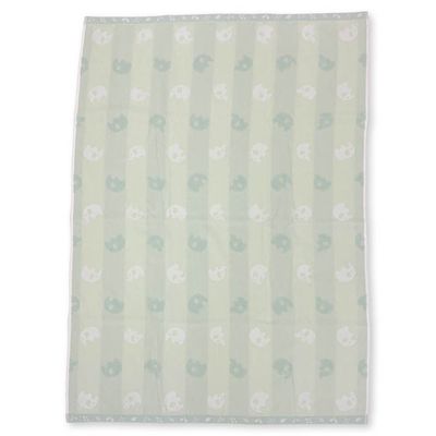 akachan honpo - 緹花毛巾被-大象-綠色 (70×100cm)
