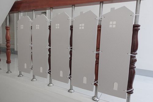 EVA無毒樓梯安全護板6片組-小屋款-暖灰&乳白 (18cm*56cm*2cm)