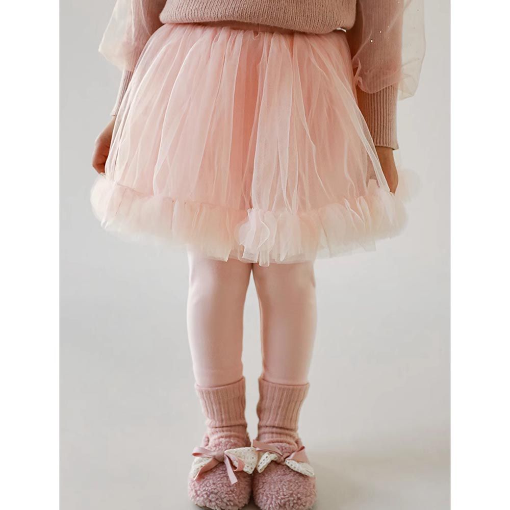 TONGMO - (加絨)天鵝澎澎網紗褲裙-粉色