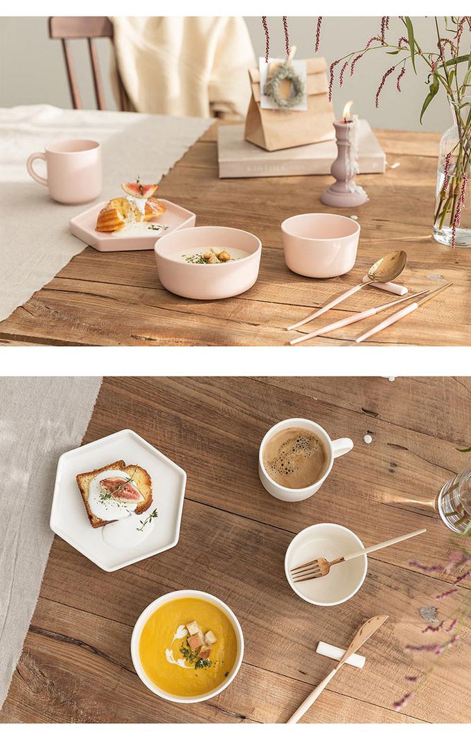 韓國 SSUEIM - Mariebel系列莫蘭迪1人陶瓷碗盤餐具5件組 (奶油白)