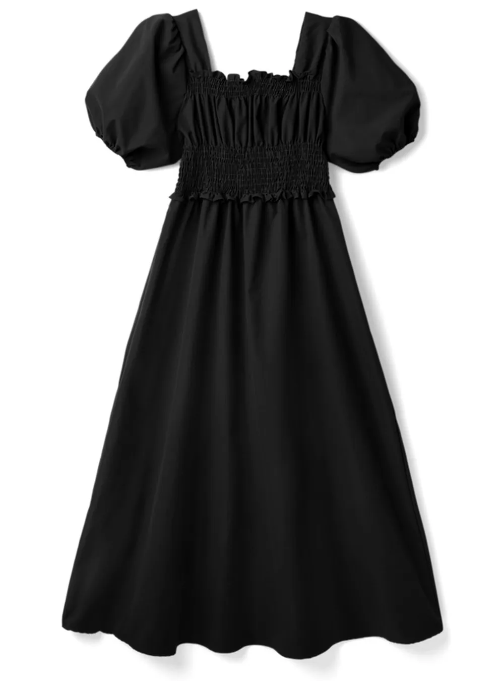 日本 GRL - 優雅公主方領泡泡袖洋裝-星塵藍 (M)