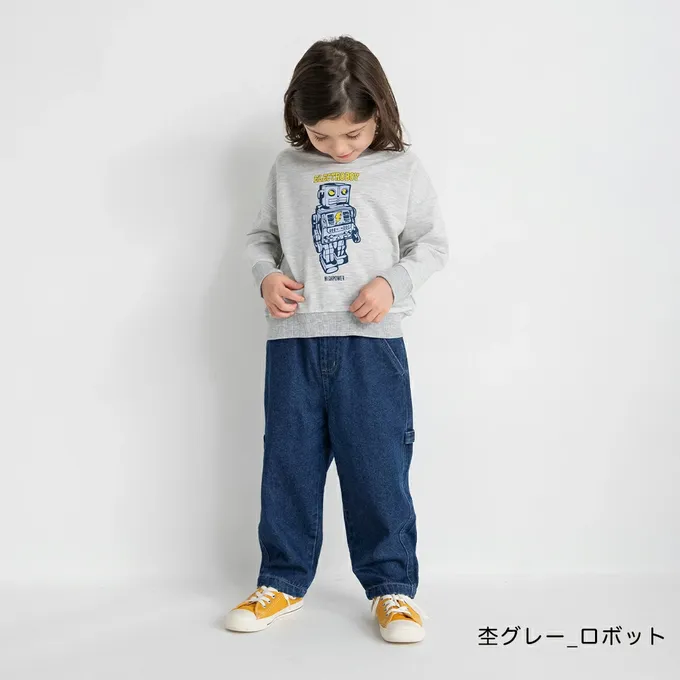 日本 BRANSHES - 百搭落肩縮口長袖上衣-小鳥-淺灰