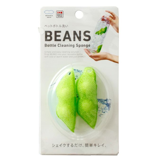 日本 MARNA - 日本製 寶特瓶專用豌豆菜瓜布-2入組 (7.5×2.5×2.1cm)