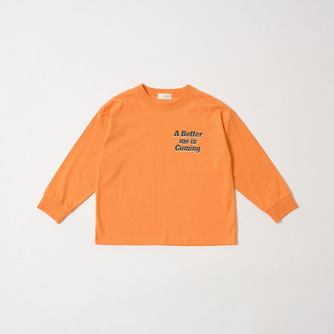 日本 b-ROOM - 休閒印花純棉長袖上衣-英文標語-摩卡