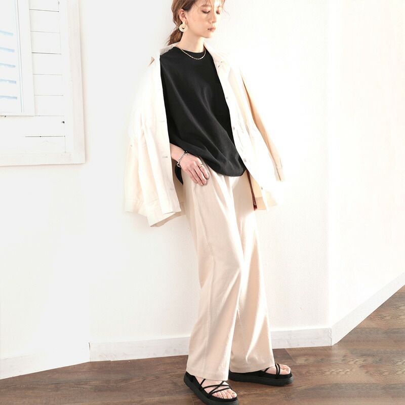 日本 Classical Elf - 嫘縈柔軟舒膚垂墜感寬褲-摩卡