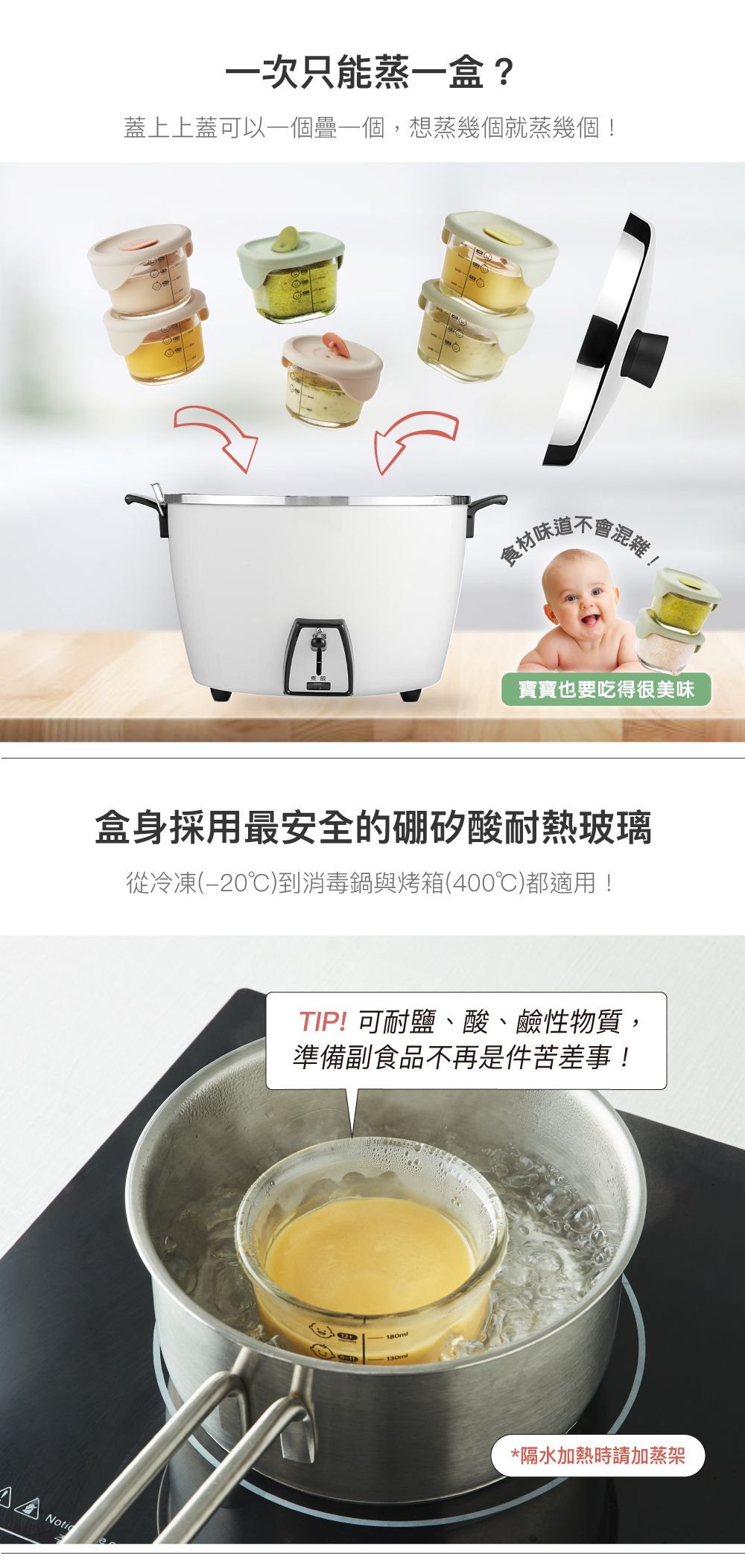 樂扣樂扣 - 寶寶副食品耐熱玻璃調理盒+贈樂扣質感環保帆布袋-圓形-粉灰 (230ml)-三入組