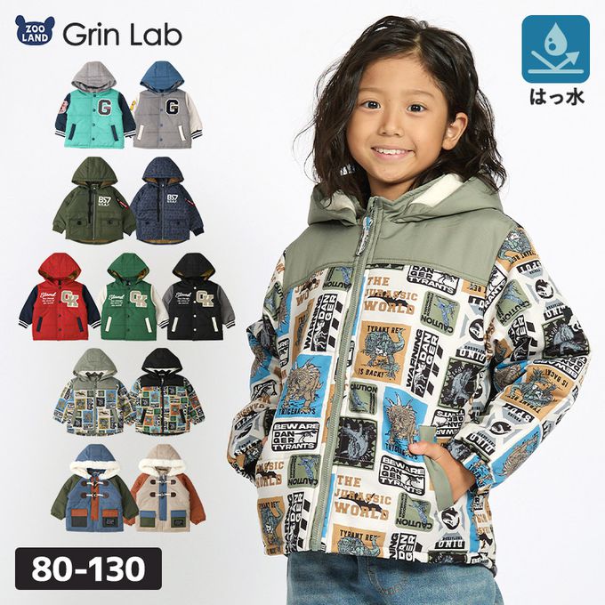 日本 ZOOLAND - 潑水加工 防寒玩雪連帽鋪棉外套-字母G-綠x海軍藍