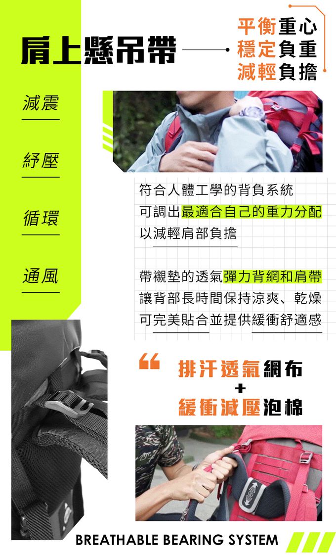 SHANER - 55L專業山人登山包 (綠色)