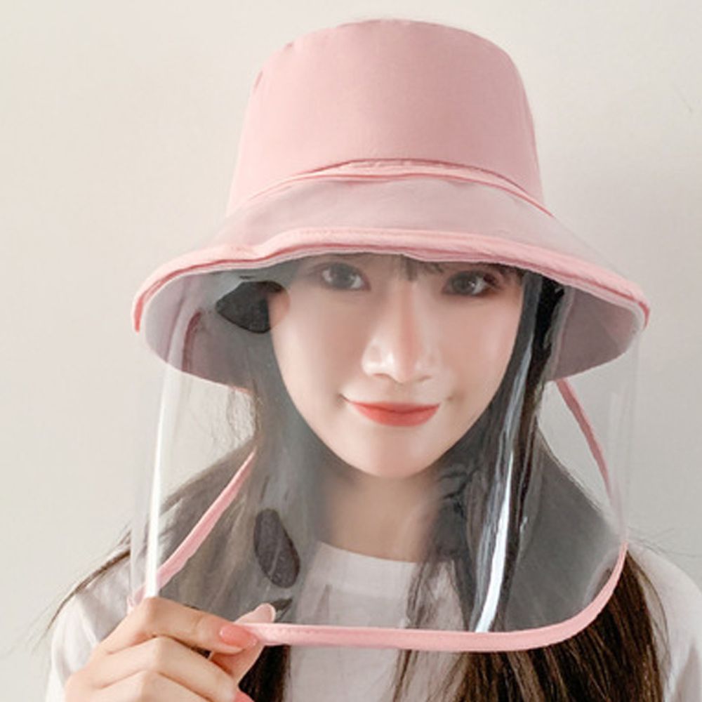 小清新防曬漁夫帽(可拆式面罩)-粉色 (頭圍56-58cm)
