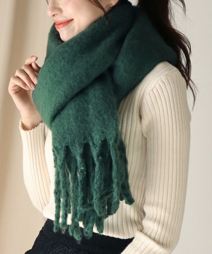 日本 BLUE EAST - 舒適保暖流蘇圍巾-素色-摩卡 (43x211)