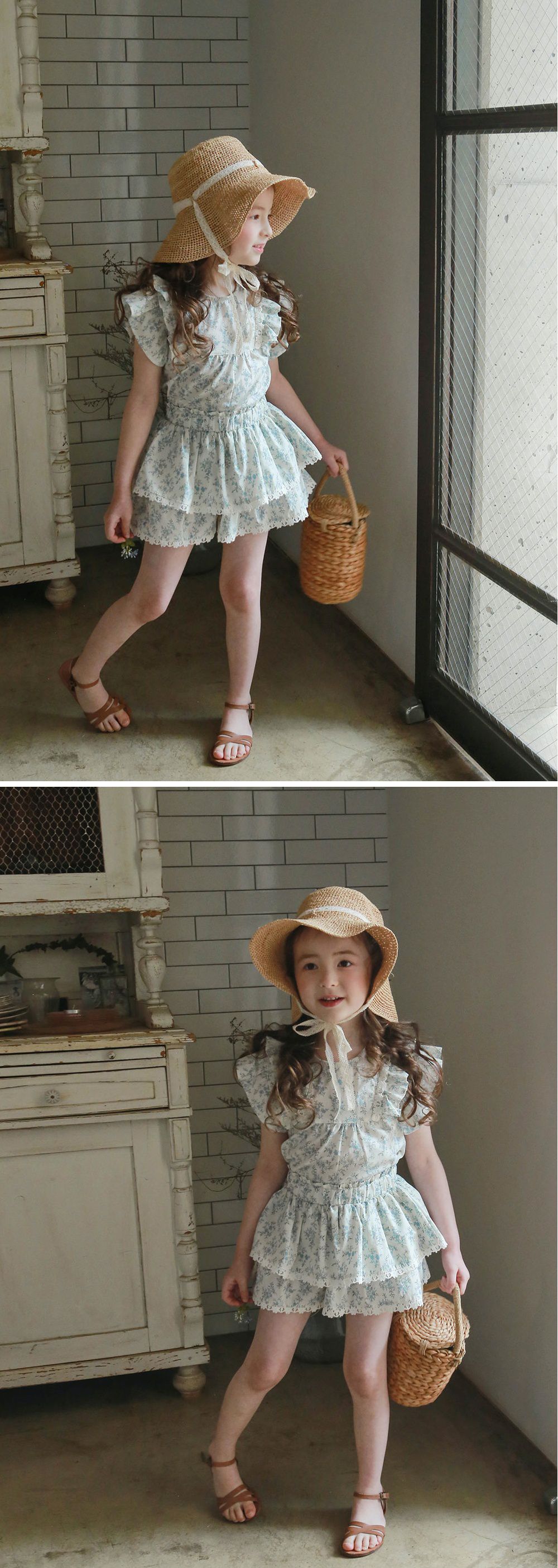 韓國 PuellaFLO - (現省50元)碎花套裝-藍花