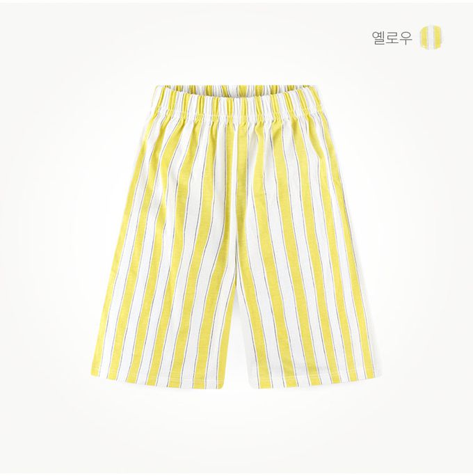 韓國 milk mile - 香蕉刺繡直紋背心套裝-黃X白