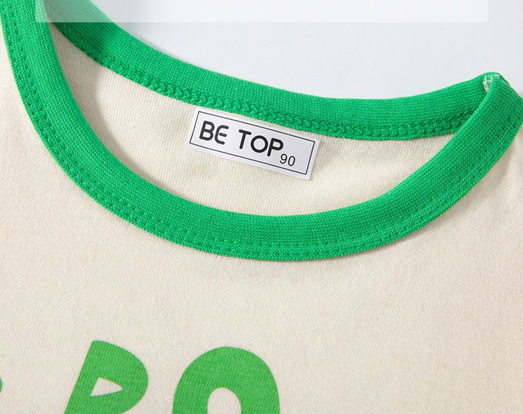 純棉圓領長袖上衣-機器人英雄-杏+綠