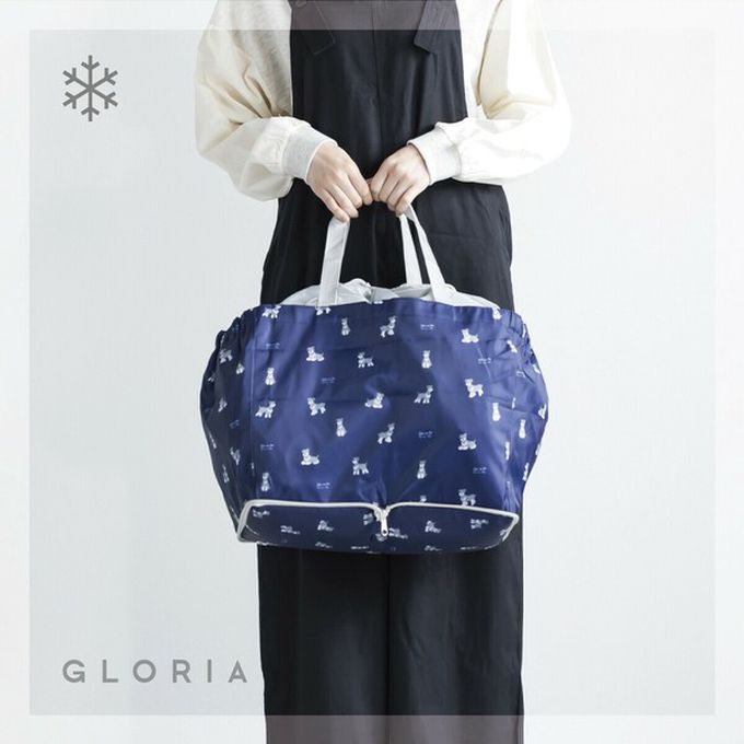 日本 Chepeli - 超大容量保溫保冷購物袋(可折疊收納)-長尾山雀-藍 (約29x52x24cm)