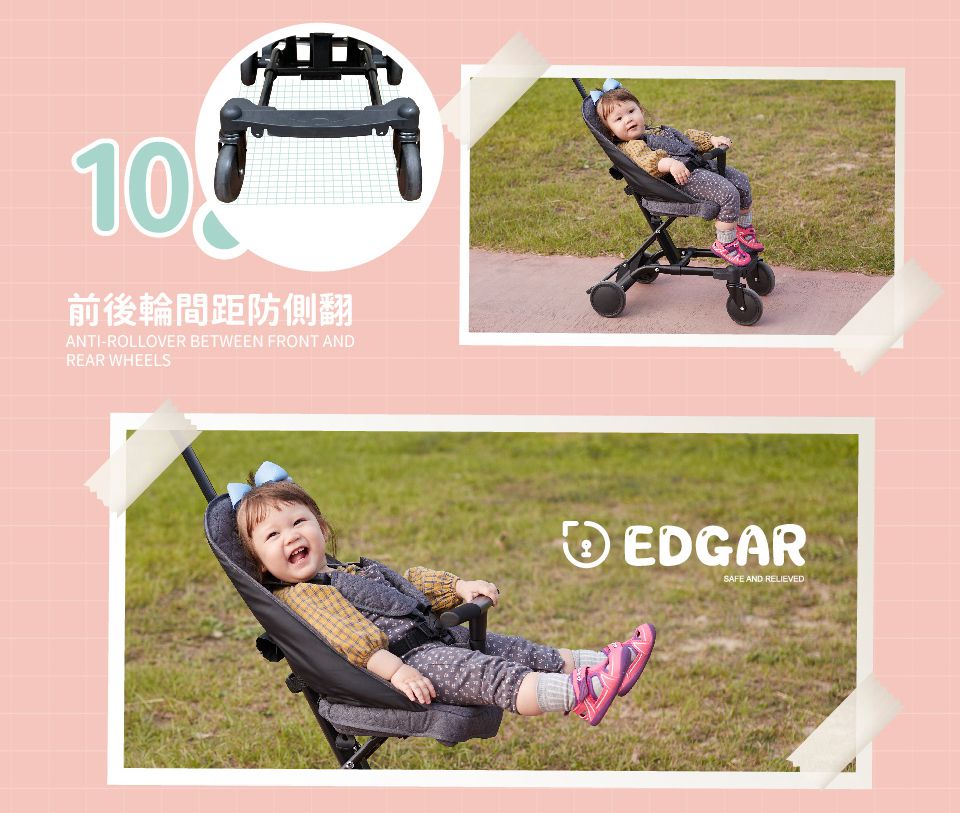 Edgar - 輕便型摺疊嬰幼兒手推車(附頂棚)-星空灰