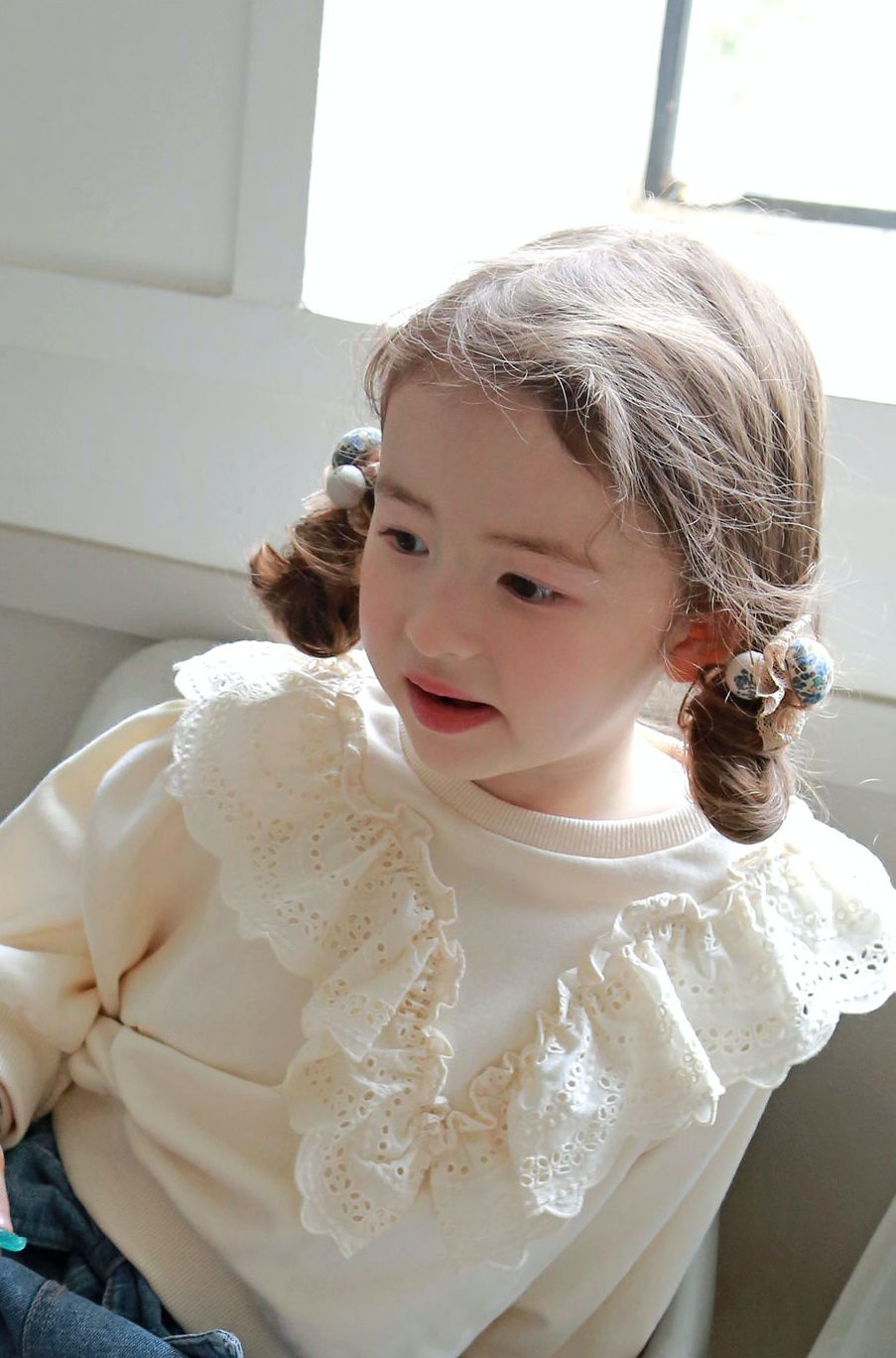 韓國 PuellaFLO - 蕾絲碎花髮圈/髮束2入組-綠花