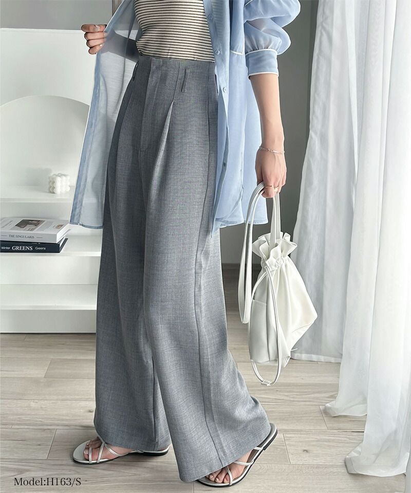 日本 Classical Elf - 俐落感修身西裝寬褲-經典黑